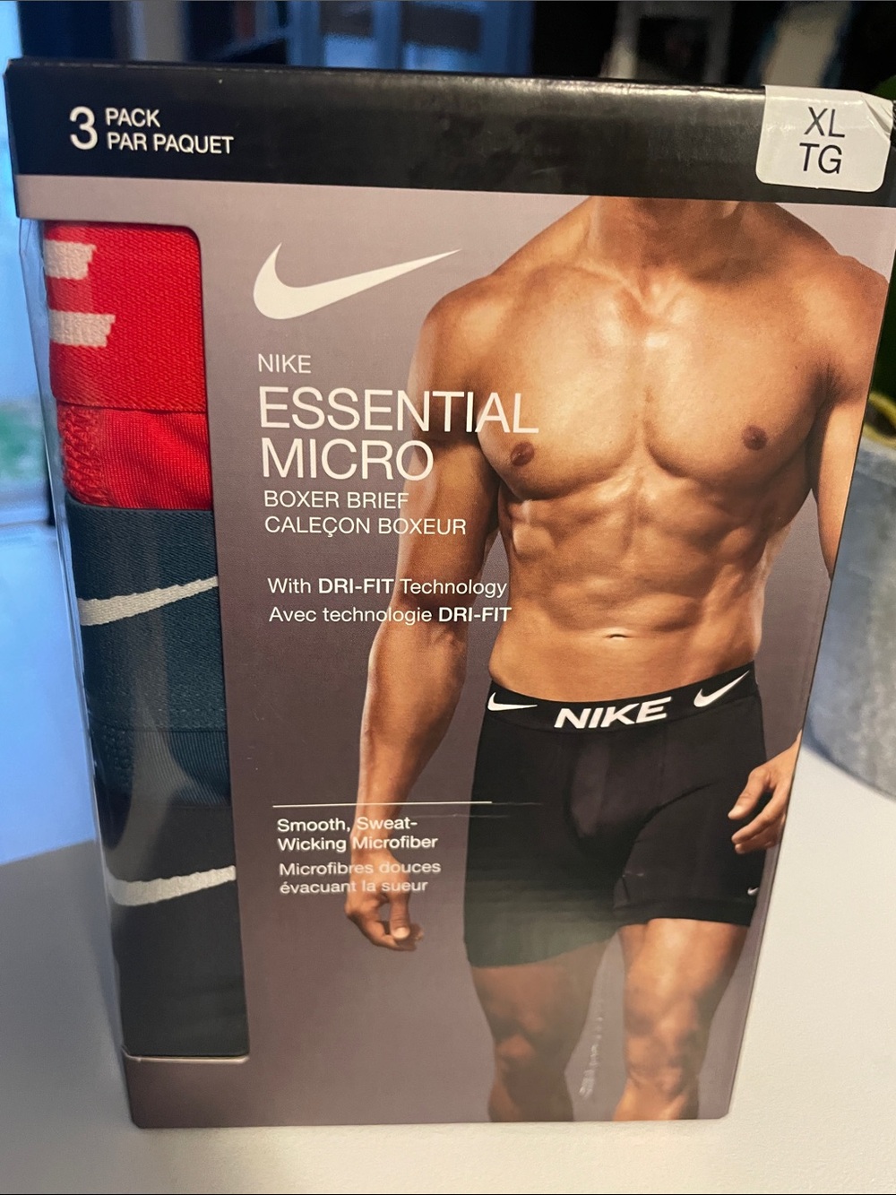 Nike Men's Micro Boxer Briefs - Red, Blue, Black (3-Pack)